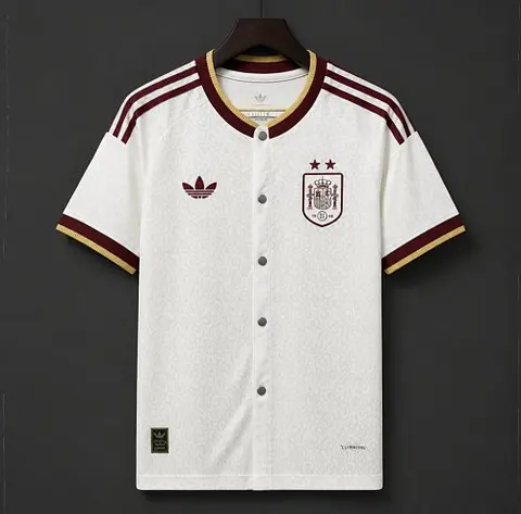 2026 Spain Two-Star Away White MLB Style Soccer Jersey S-2XL