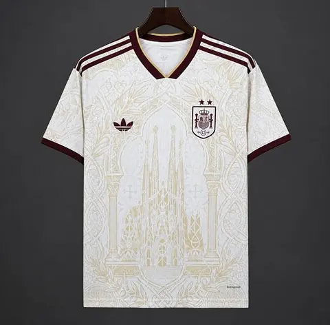 2026 Spain Two-Star White Gold Literature Graphic Special Soccer Jersey S-4XL