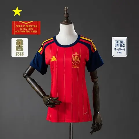 2026 Spain World Cup Home Final Game Women's Soccer Jersey Size S-2XL