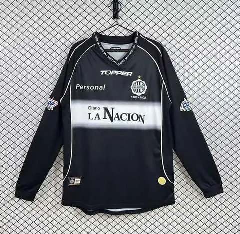 2002 Club Olimpia Asunción Black Away Long Sleeve Retro Soccer Jersey S-2XL