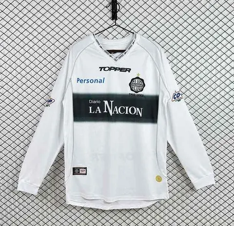 2002 Club Olimpia Asunción White Home Long Sleeve Retro Soccer Jersey S-2XL