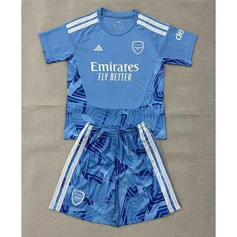 2026/27 Arsenal Lake Blue Goalkeeper Kids Kit Soccer Jersey Size 16-28