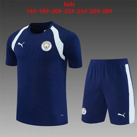 2026/27 Manchester City Navy Blue Training Kids Kit Soccer Jersey 16-28