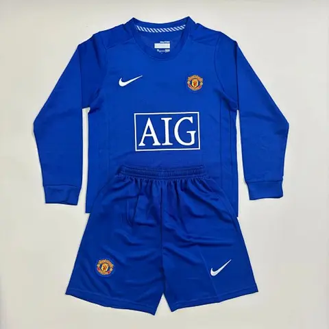 08-09 MNU away blue retro long sleeve kid kit