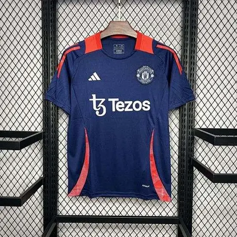 Maillot de football 24-25 MNU bleu foncé avant-match entraînement