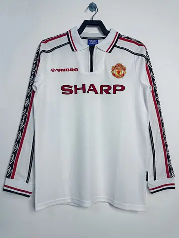 98-99 MNU white retro long sleeve jersey