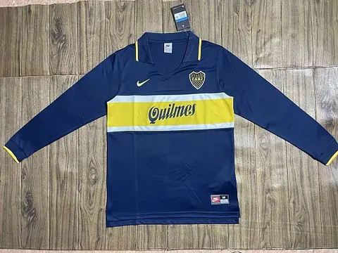 1996/97 Boca Juniors Home Retro Long Sleeve Soccer Jersey Size S-2XL
