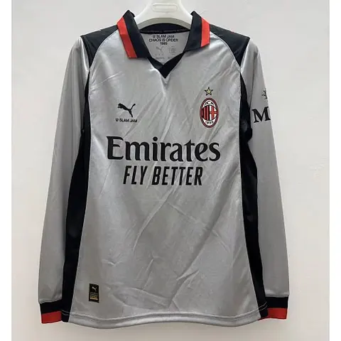 2025/26 AC Milan Fourth Gray Long Sleeve Soccer Jersey S-2XL