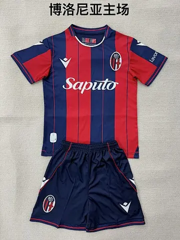 kids kit Bologna 2025/26 Home soccer jersey size 16-28