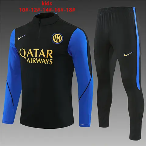 2025/26 Inter Milan Black Half-Zip Kids Training Suit Size 10-18