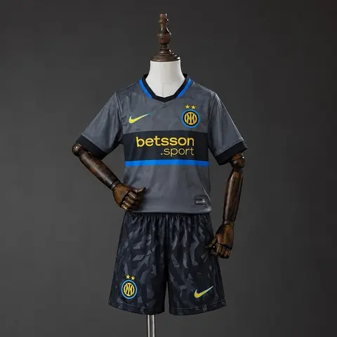 2026/27 Inter Milan Gray Third Away Kids Kit Soccer Jersey 16-28