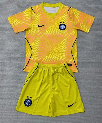 2026/27 Inter Milan Yellow Goalkeeper Kids Kit Soccer Jersey 16-28