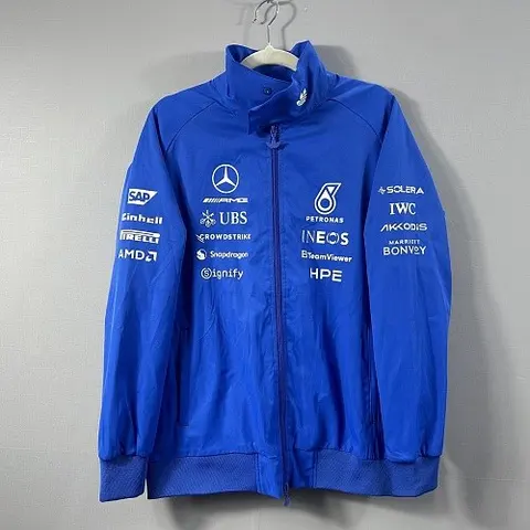 2026 Mercedes Blue F1 Windbreaker Jacket S-3XL
