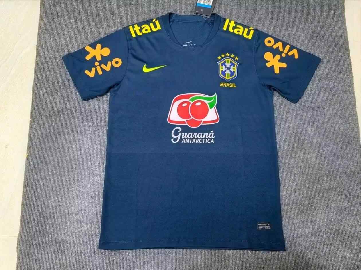 19 20 Brazil blue retro with sponsors 19 20 巴西 蓝色 广告版 复古 S-XXL