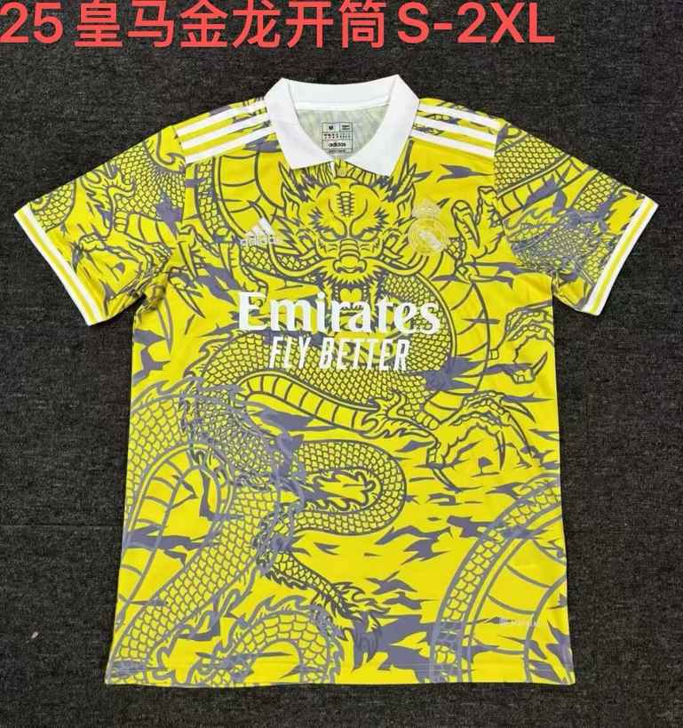 2025 Real Madrid Golden Dragon S-2XL 2025 皇马 金龙 S-2XL