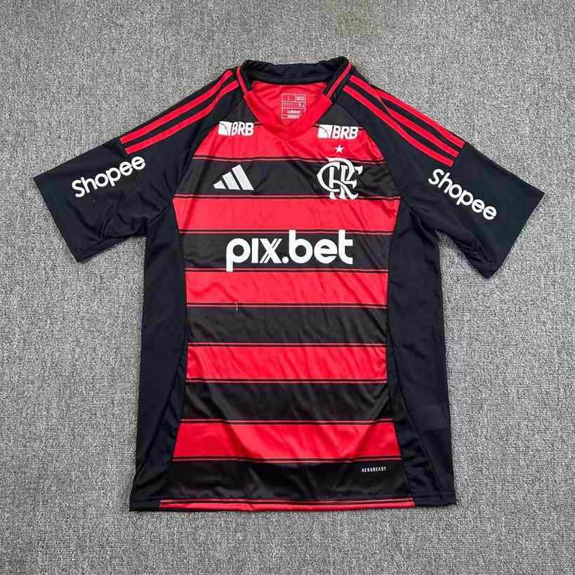 25 26 Flamengo home with sponsor size S-3XL 25 26 弗拉门戈 主场 带广告