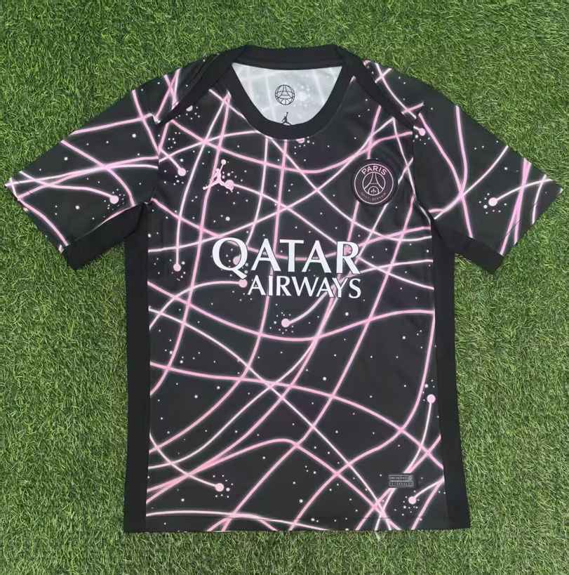 25 26 PSG paris pre match shirt 25 26 巴黎 赛前服 黑粉 S-2XL