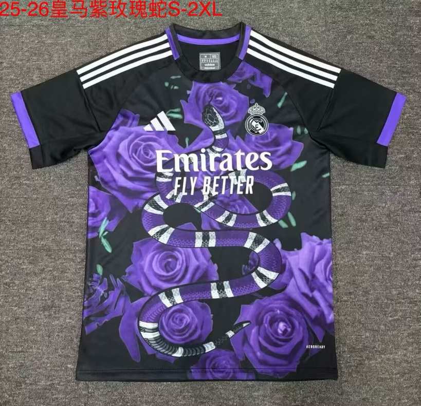 25 26 Real Madrid 25 26 皇马 紫玫瑰蛇 S-2XL