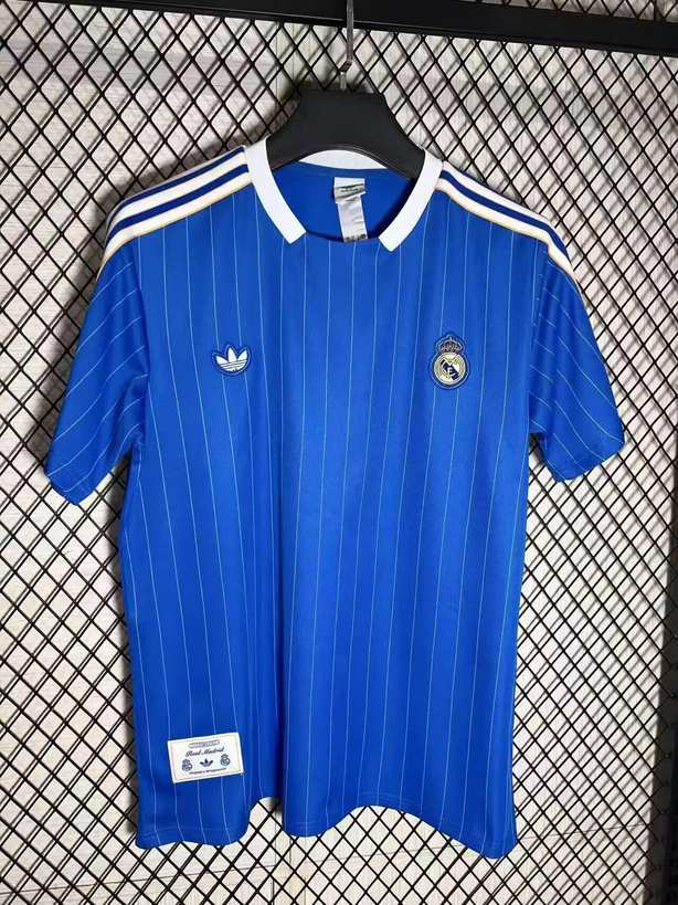 25 26 Real Madrid Blue Vintage T-Shirt S-4XL 25 26 皇马 蓝色 复古 T恤 S-4XL