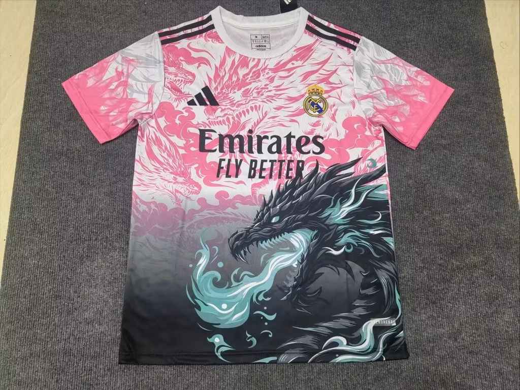25 26 Real Madrid pink blue dragon size S-2XL 25 26 皇马 特别版