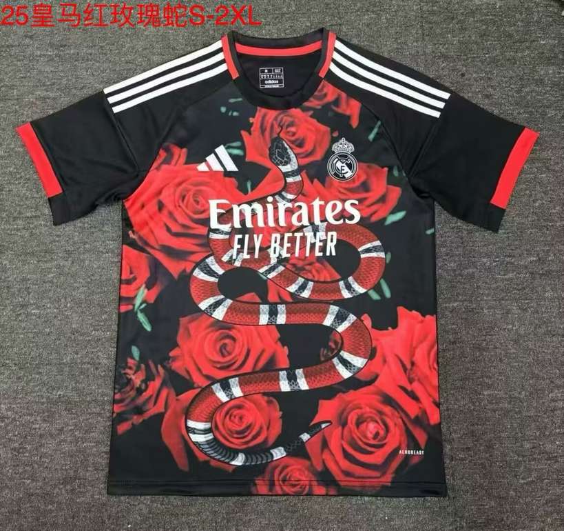 25 26 Real Madrid special version 25 26 皇马 红玫瑰蛇 S-2XL