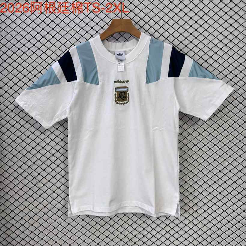 2026 Argentina White Cotton T S-XXL 2026 阿根廷 白色 棉T