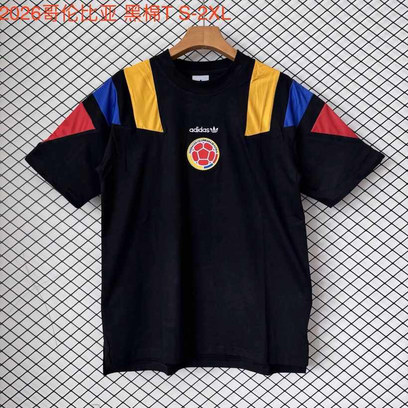 2026 Colombia Black Cotton T S-XXL 2026 哥伦比亚 黑色 棉T