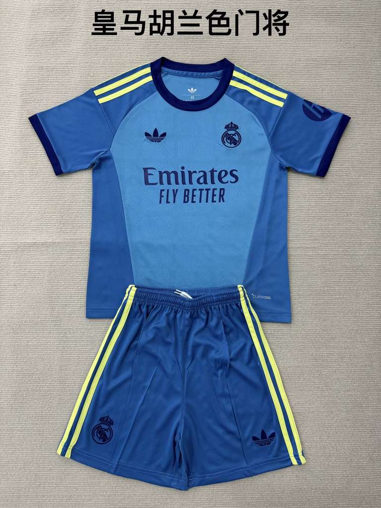 26 27 Real Madrid Royal Blue Goalkeeper Adult and Children's Sets (1626 27 皇马 胡兰