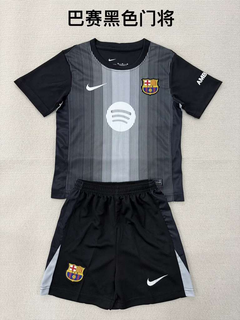 25 26 Barcelona Black Goalkeeper Adult Set, Children's Wear (16-2XL) 25 26 巴萨 黑色