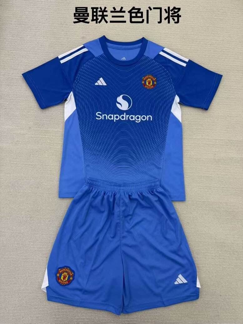 25 26 Man United Blue Goalkeeper Adult Set, Children's Wear (16-25 26 曼联 兰色 门将成人