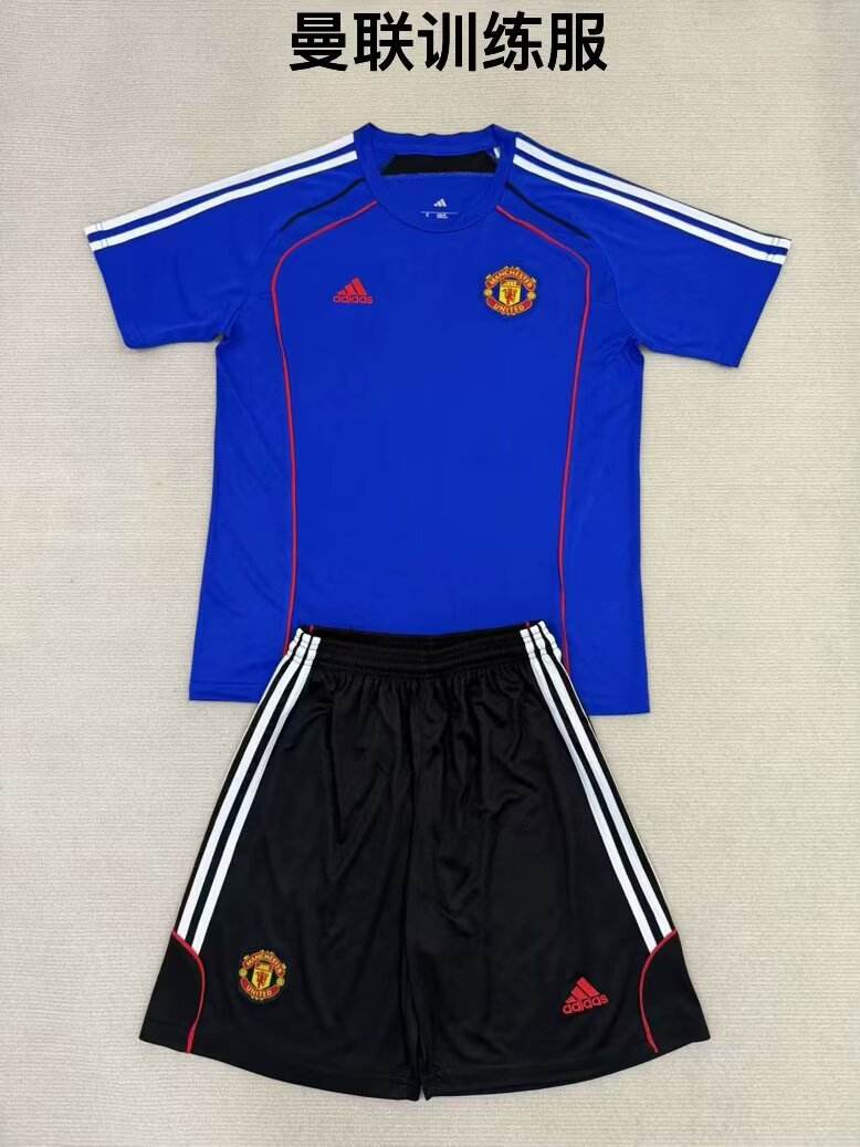 25 26 Man united blue adult kid kits 25 26 曼联 蓝色 成人套装、童装（16-2XL)