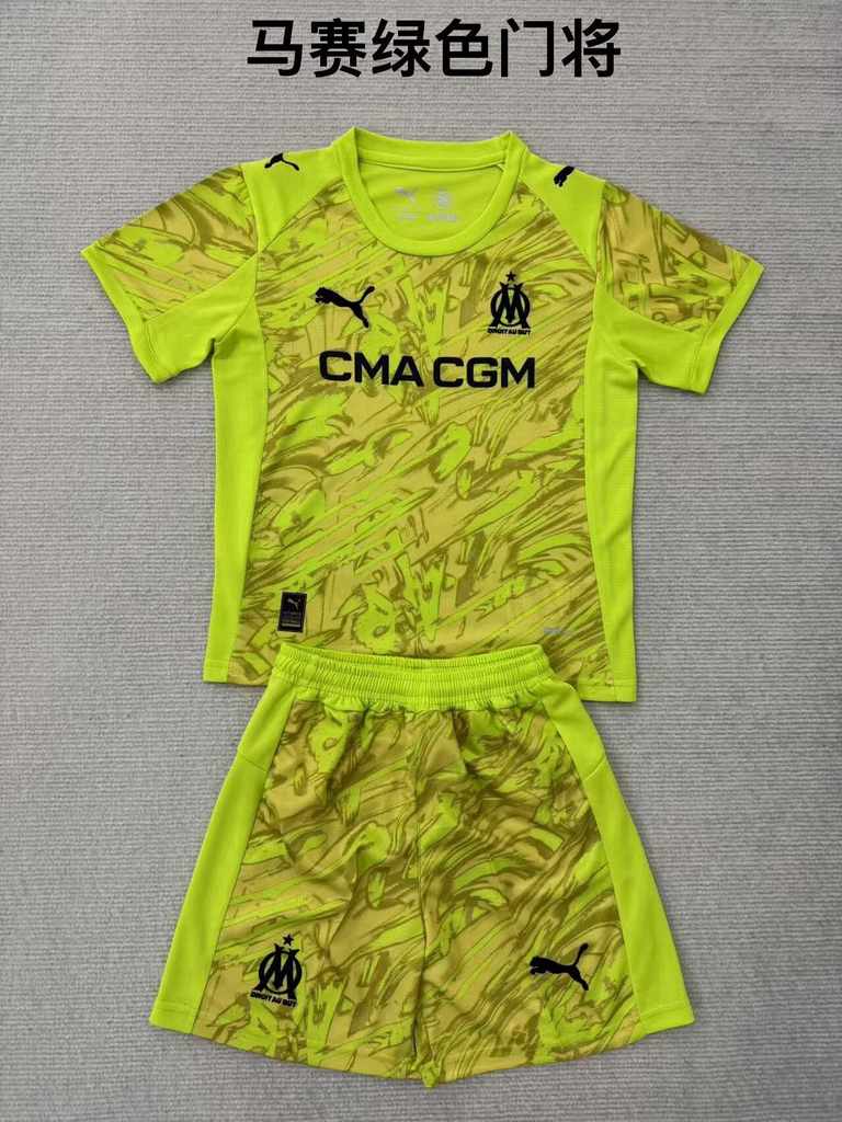 25 26 Marseille Green Goalkeeper Adult Set, Children's Wear (16-2XL) 25 26 马赛 绿色