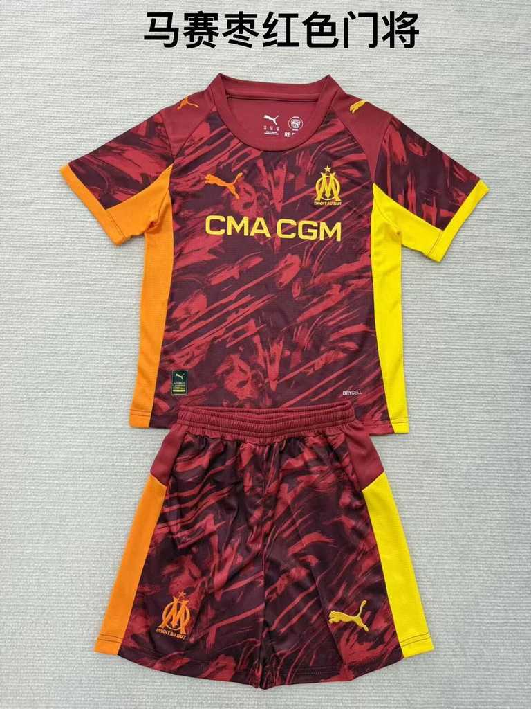 25 26 Marseille goalkeeper adult kid kits 25 26 马赛 枣红色 门将 成人套装、童装（16-2XL)