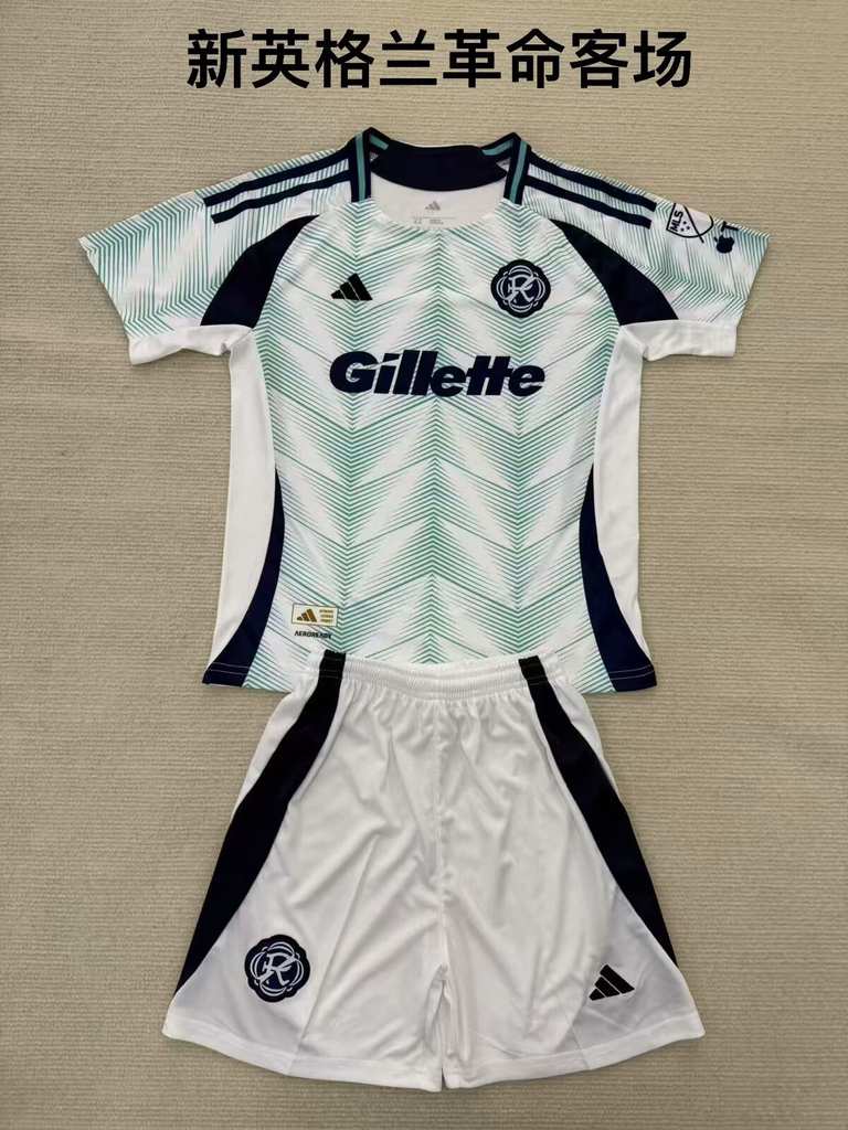 25 26 New England Revolution away adult kid kits 25 26 新英格兰革命 客场 成人套装、童装（16-2XL)