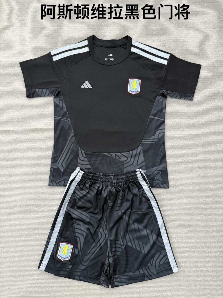 26 27 Aston Villa Black Goalkeeper Adult Set, Children's Wear (16-226 27 阿斯顿维拉 黑