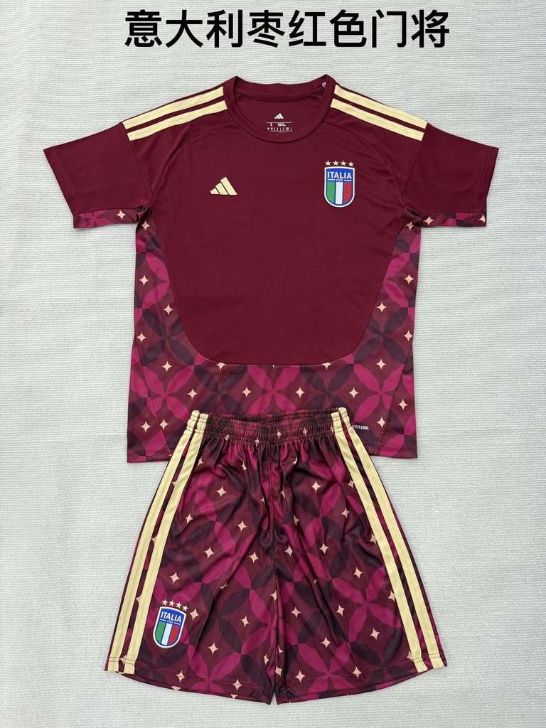 26 27 Italy Dark Red Goalkeeper Adult & Children's Sets (16-2XL) 26 27 意大利 枣红色 门