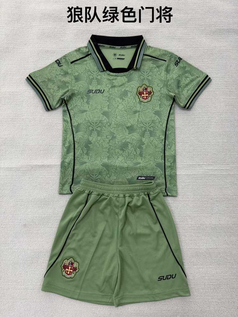 26 27 Wolverhampton Wanderers green adult kid kits 26 27 狼队 绿色 门将 成人套装、童装（16-2XL