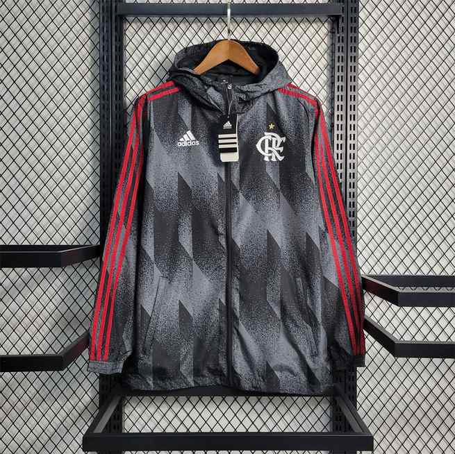 23-24 Windbreaker Flamengo gray with white logo