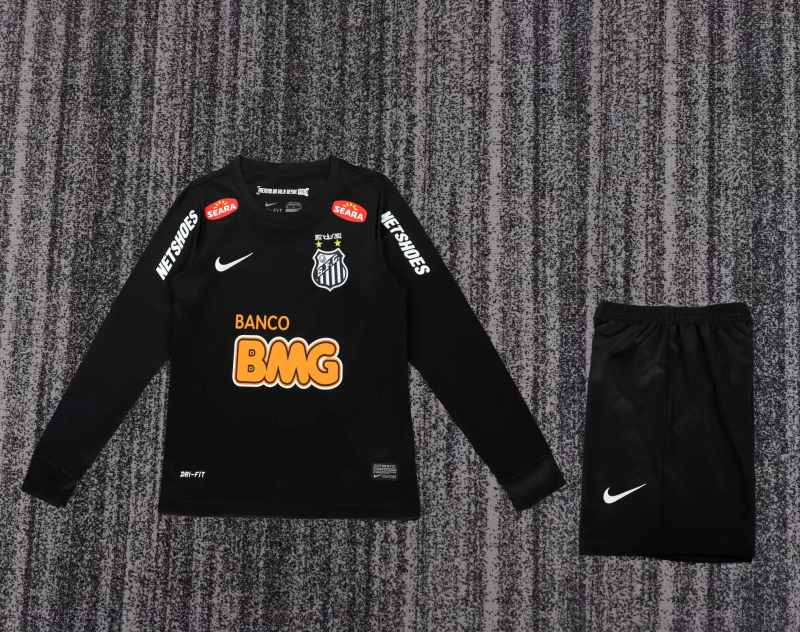 Ensemble de football enfant Santos noir — 2012-13 · Rétro · Manches longues