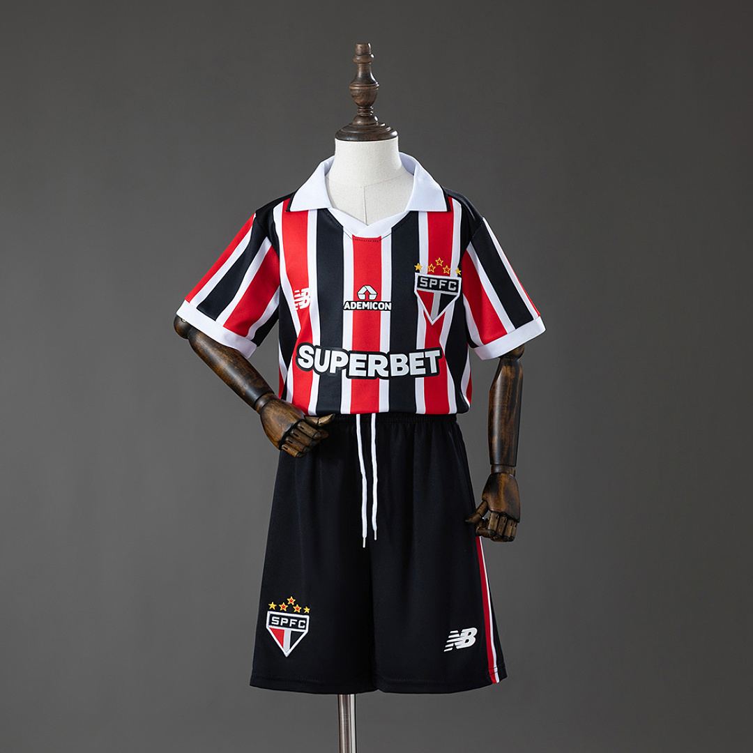 Ensemble de football enfant Sao Paulo — 2026/27 · Extérieur · tailles 16–28
