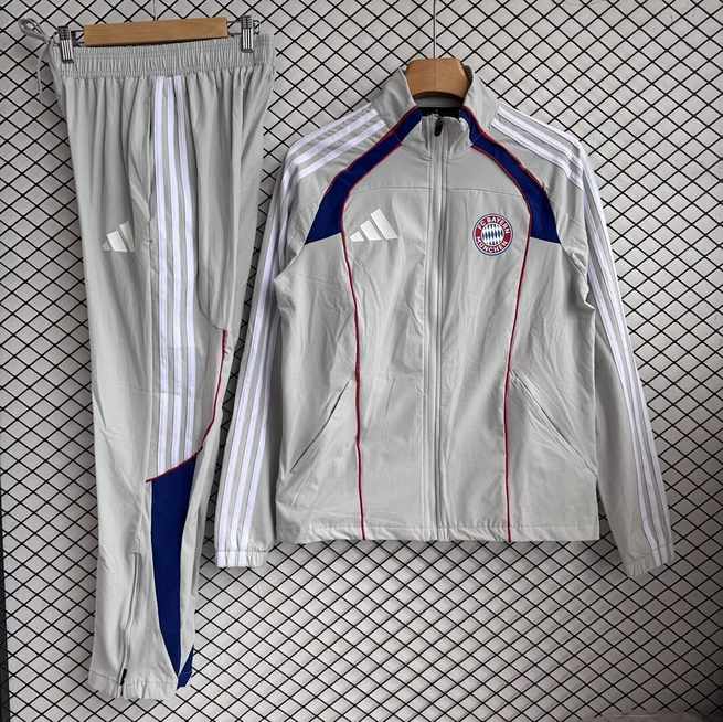 FC Bayern Munich 2025/26 Gray Windbreaker Suit Size S-2XL