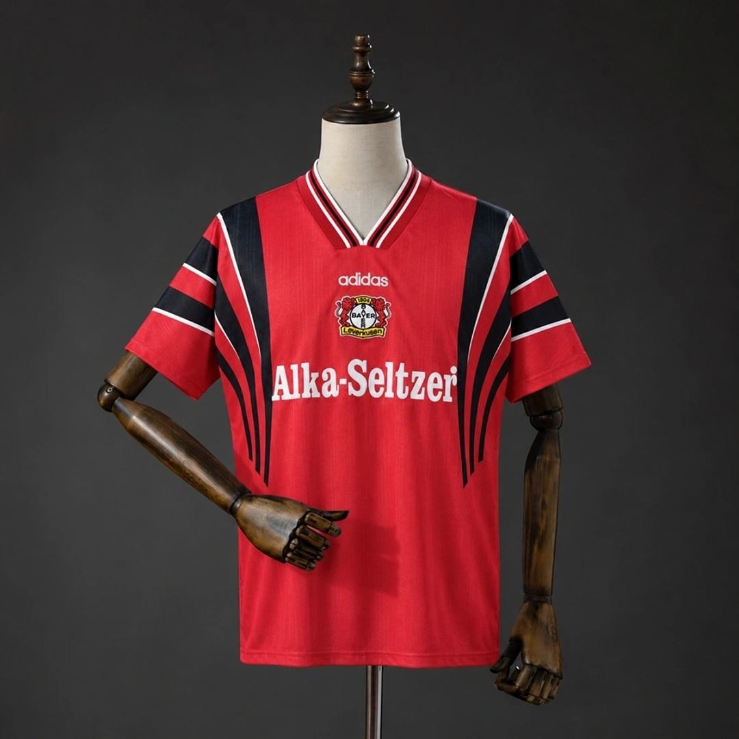 Maillot de football Bayer Leverkusen rouge — 1996/97 · Domicile · Rétro · tailles S–XXL