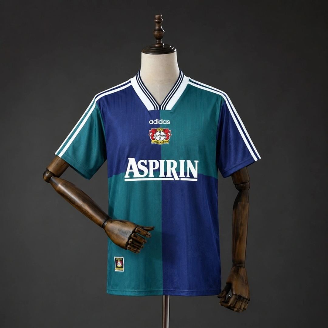 1997/99 Bayer Leverkusen Blue Green Away Retro Soccer Jersey S-XXL