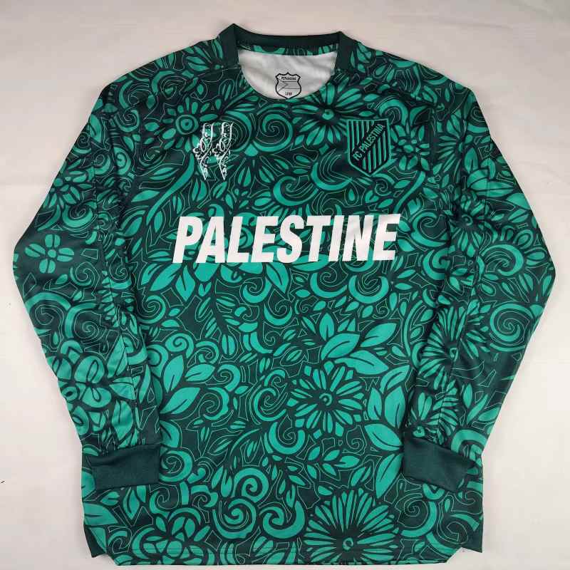 25-26 Palestino special version green long sleeves soccer jersey