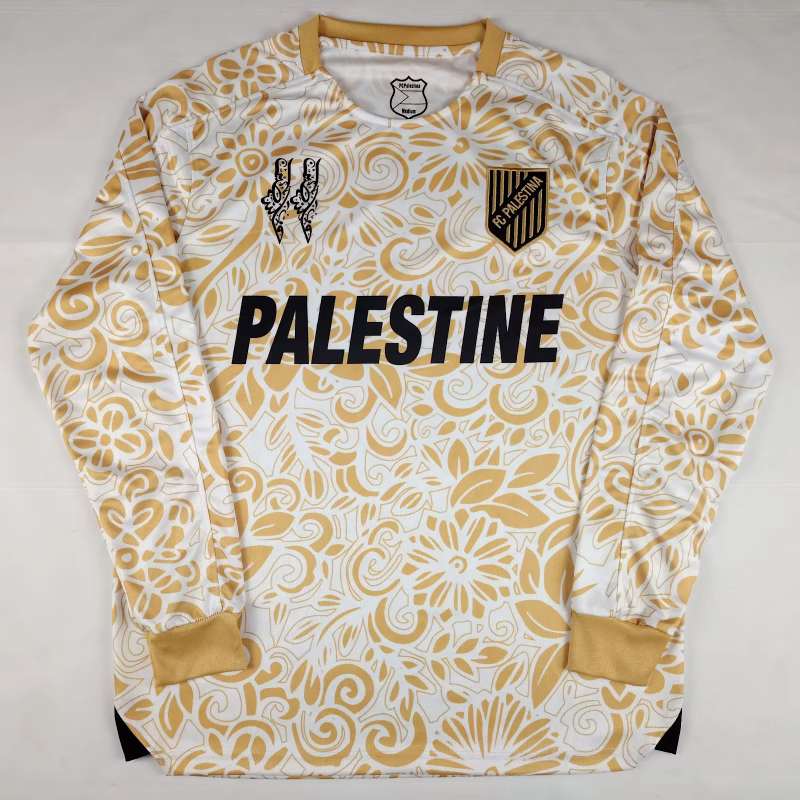 25-26 Palestino special version white gold long sleeves soccer jersey