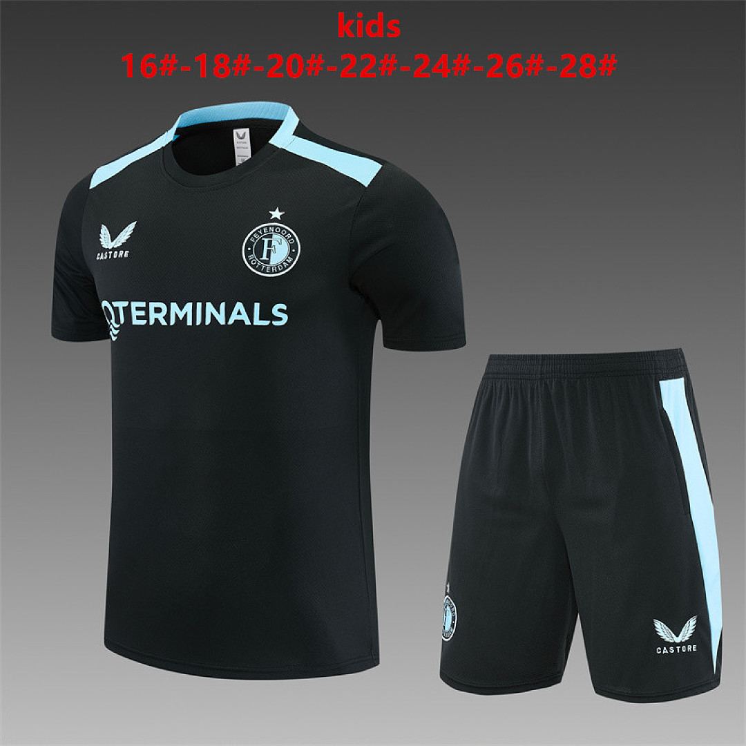2026/27 Feyenoord Rotterdam Black Training Kids Kit Soccer Jersey 16-28