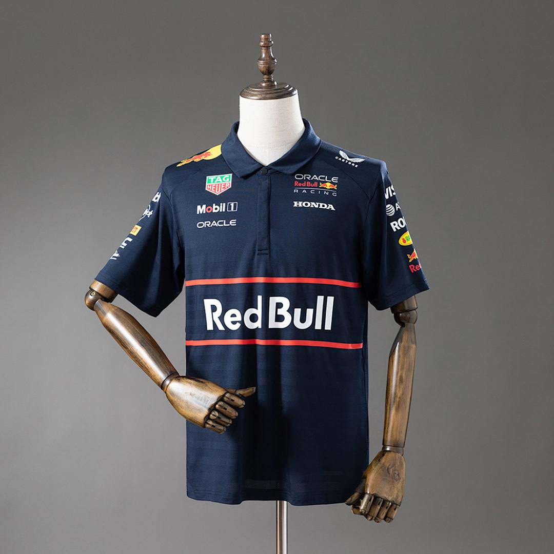 Polo F1 Red Bull course bleu marine — 2025 · tailles S–3XL