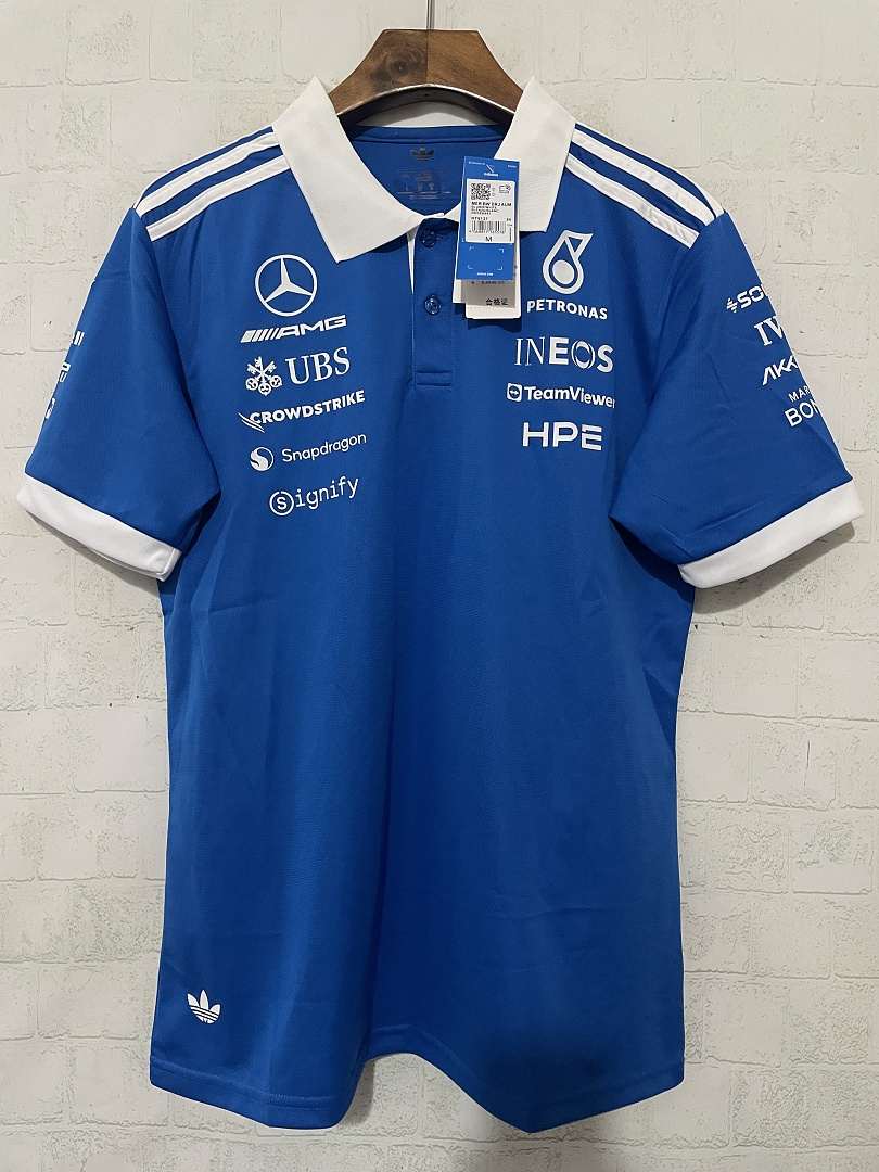 2026 Mercedes Blue Polo F1 Jersey Size S-5XL