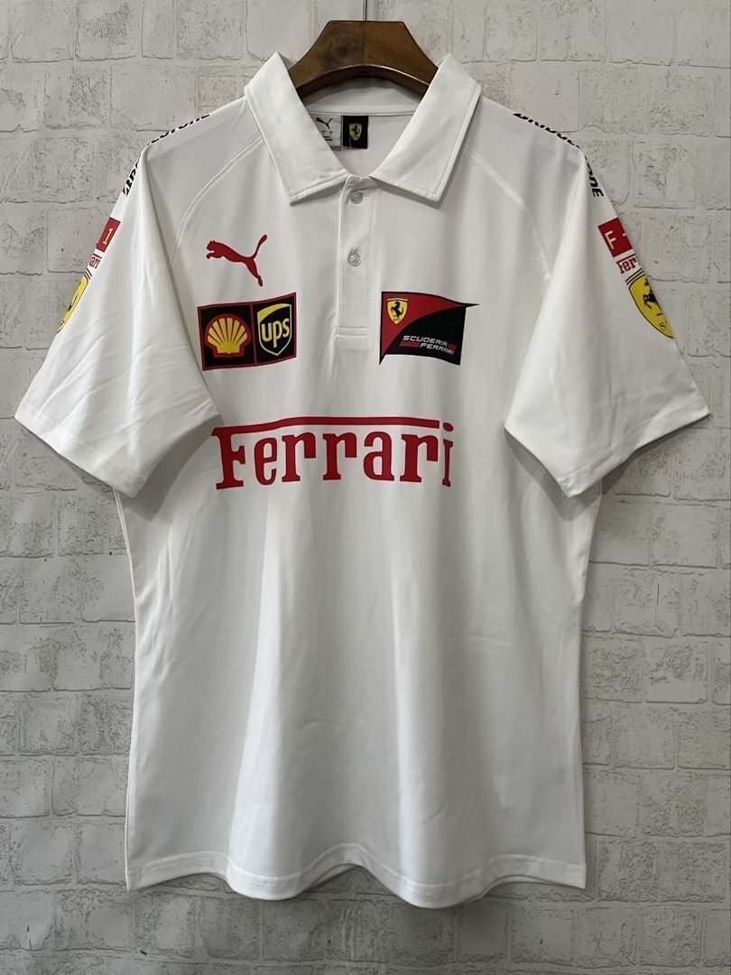 Polo Ferrari blanc F1 — 2025 · tailles S–3XL