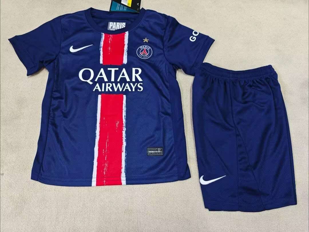 24 25 PSG Paris home kid kits with star 24 25 巴黎 主场 带星 孩子套装